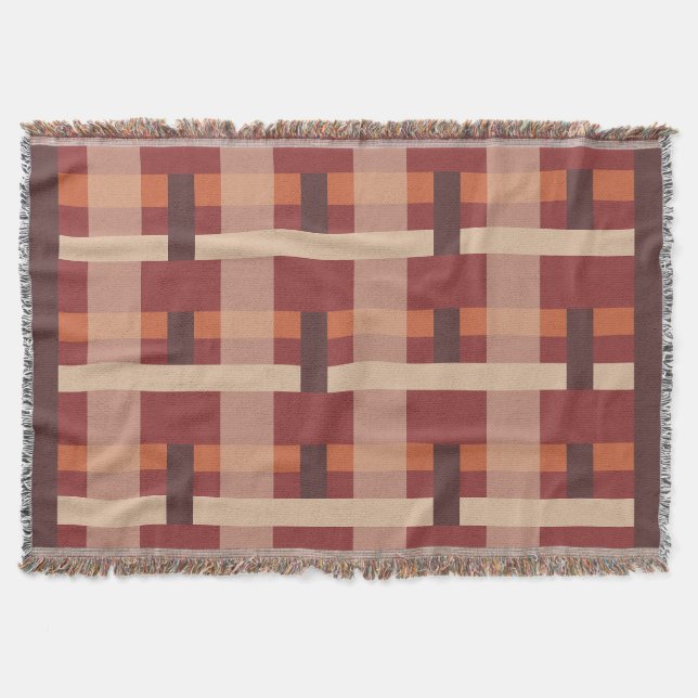 Blocks orange, Brown Throw Blanket (Front)