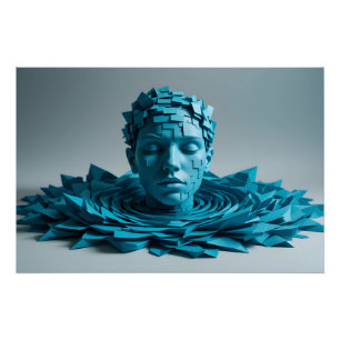 Blockscape Water Portrait Poster