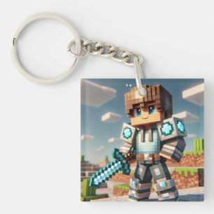 Blockstyle Dark Dragon Diamond Sword  Key Ring
