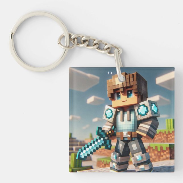 Blockstyle Dark Dragon Diamond Sword  Key Ring (Front)