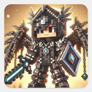 Blockstyle Dark Dragon Diamond Sword Square Sticker