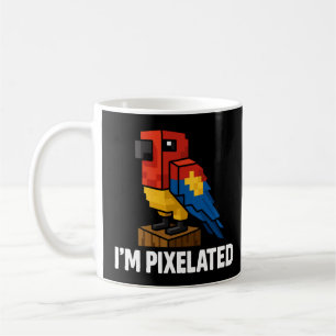 Blocky Jungle Parrot Pixelated Parrot Pixel Art Coffee Mug