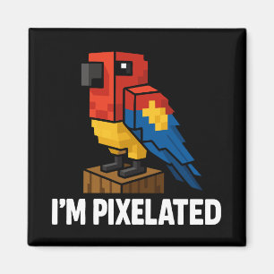 Blocky Jungle Parrot Pixelated Parrot Pixel Art Magnet