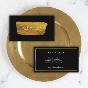 Blogger Elegant Faux Gold and Black Social Media Business Card