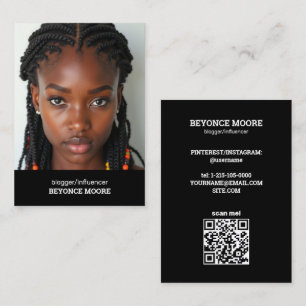 Blogger Influencer Custom QR & Photo Business Card