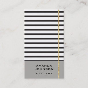 Blogger Stylist Event Black White Grey Stripes Business Card