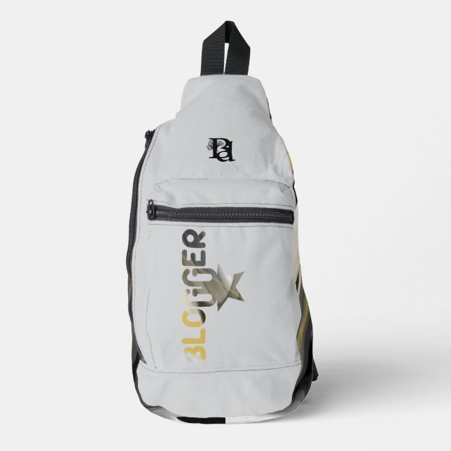 BLOGGER White Sling Bag Trend Abstract Black Gold (Front)