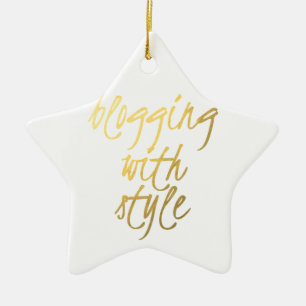 Blogging with Style - Gold Script Ceramic Tree Decoration