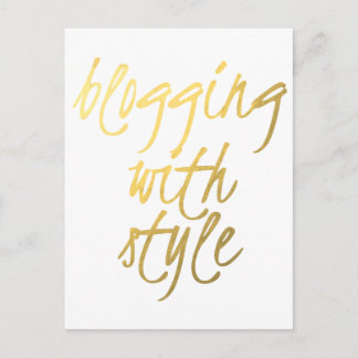Blogging with Style - Gold Script Postcard