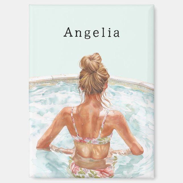 Blond Girl in Pool Magnet (Front)