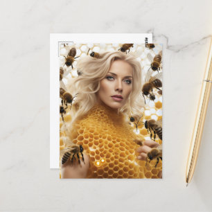 Blond Honey Bee Woman Postcard