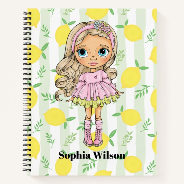 Blond Little Girl with Lemons Notebook (Front)