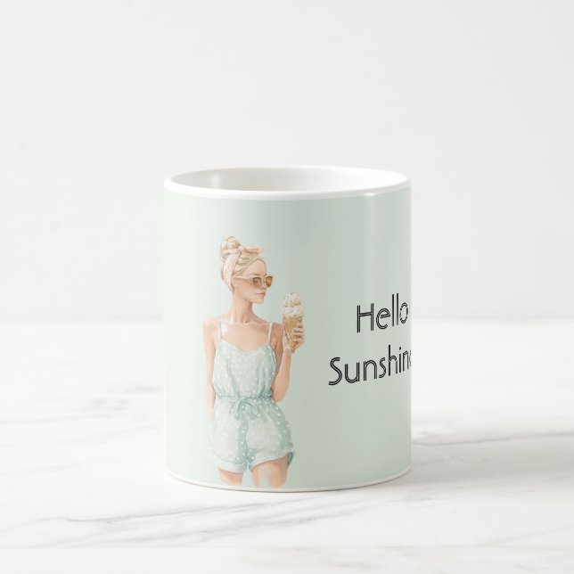 Blond Mint Top Hello Sunshine Ice Cream Beach Coffee Mug (Center)