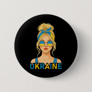 Blond Ukrainian Girl Ukraine Flag Ukrainian Girlfr 6 Cm Round Badge
