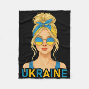 Blond Ukrainian Girl Ukraine Flag Ukrainian Girlfr Fleece Blanket