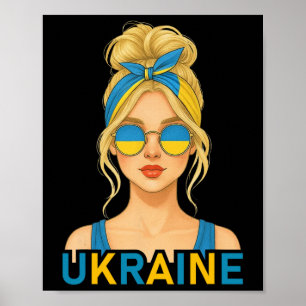 Blond Ukrainian Girl Ukraine Flag Ukrainian Girlfr Poster