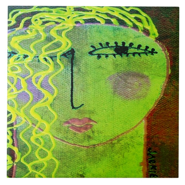 Blonde Abstract Portrait of a Woman Ceramic Tile (Front)