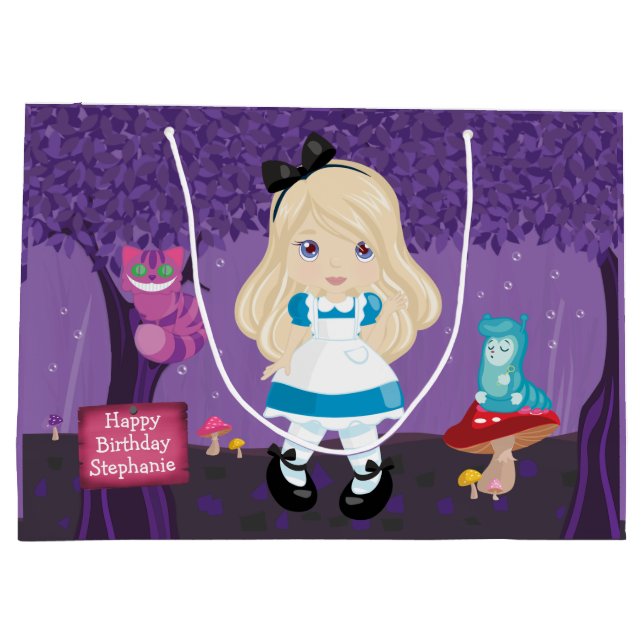 Blonde Alice with Cheshire Cat Large Gift Bag (Back)