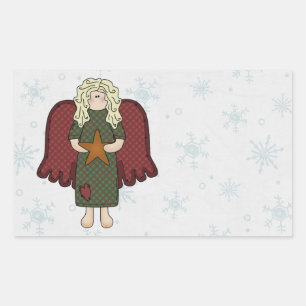 Blonde Angel with Star Rectangular Sticker