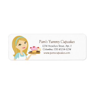 Blonde/Aqua Cupcake Baker Return Address Labels