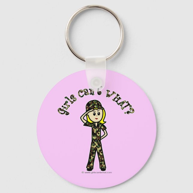 Blonde Army Woman Key Ring (Front)