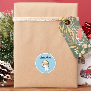 Blonde Baby Angel, Christmas Cartoon for Holidays Classic Round Sticker