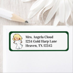 Blonde Baby Angel Cute Christmas Cartoon Return Address Label
