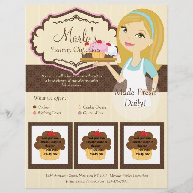 Blonde Baker Cupcake D12 Flyer with Photos D1c (Front)