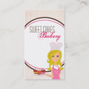 Blonde Baker on Pink Brown Cup Cakes Business Card