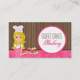 Blonde Baker on Pink Brown Cup Cakes Business Card