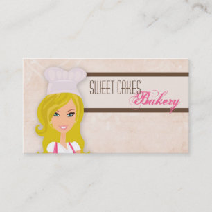 Blonde Baker on Pink Brown Cup Cakes Business Card