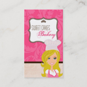 Blonde Baker on Pink Brown Cup Cakes Business Card