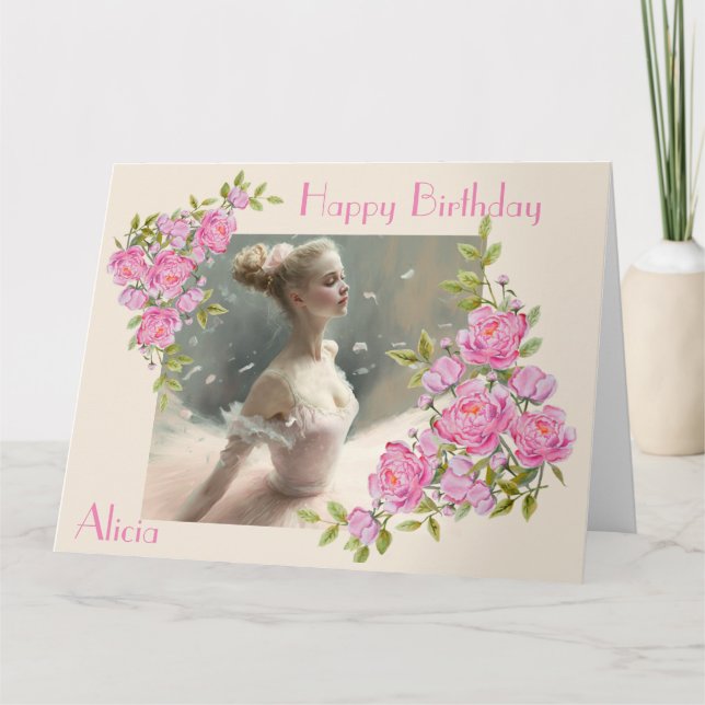Blonde ballerina , a girl who loves ballet card (Front)