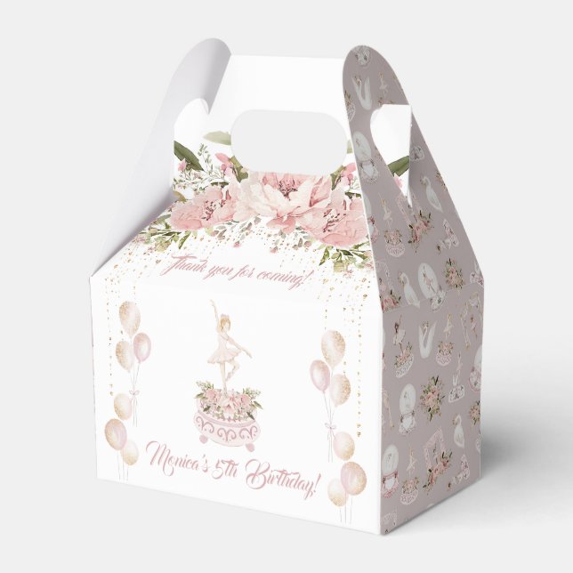 Blonde ballerina blush pink ballet birthday party favour box (Front Side)