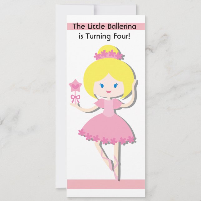 Blonde Ballerina Custom Birthday Invitation (Front)