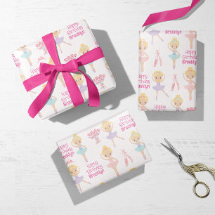 Blonde Ballerina Personalised Wrapping Paper Sheet