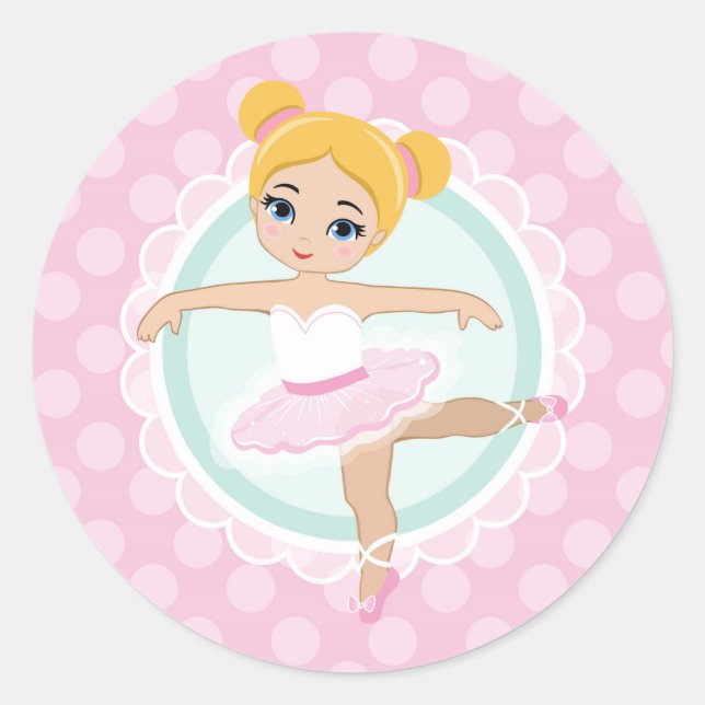 Blonde Ballerina - Pink Ballet Dancer Girl Classic Round Sticker (Front)