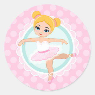 Blonde Ballerina - Pink Ballet Dancer Girl Classic Round Sticker