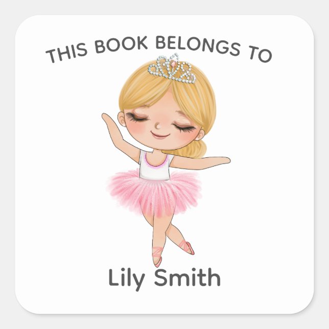 Blonde Ballerina Tiara Name ballet book label (Front)