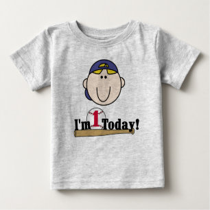 Blonde Baseball First Birthday Baby T-Shirt
