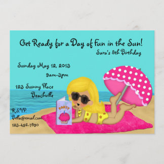 Blonde Beach Party Custom Invitation