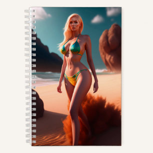 Blonde beautiful girl hendricks posing Notebook