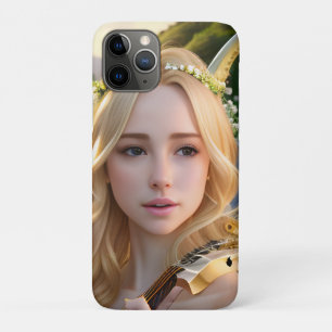 Blonde Beautiful Muse Playing a Harp iPhone 11 Pro Case
