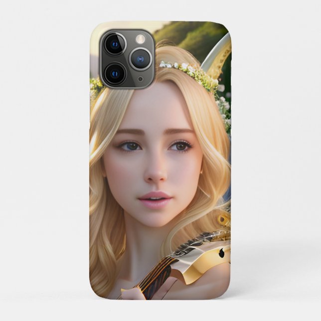 Blonde Beautiful Muse Playing a Harp Case-Mate iPhone Case (Back)