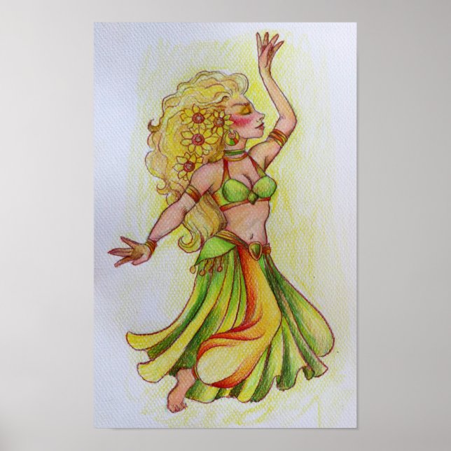 Blonde Belly Dancer Sketch Poster (Front)