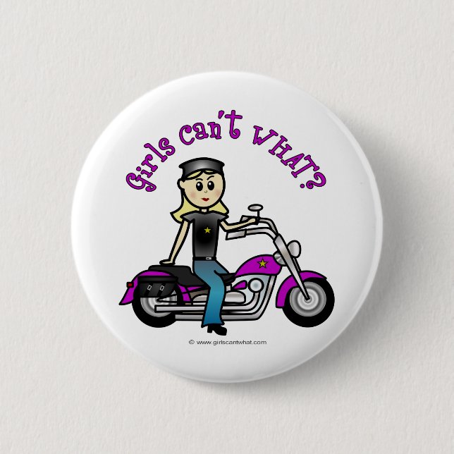 Blonde Biker 6 Cm Round Badge (Front)