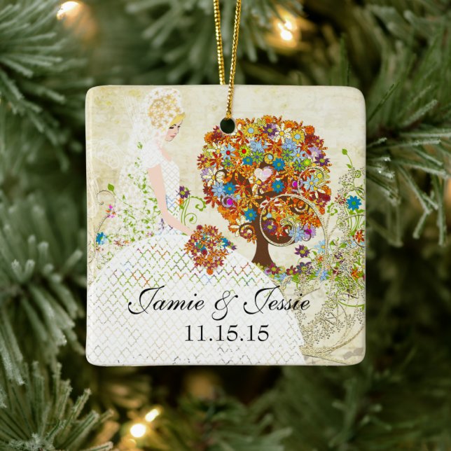 Blonde Birde's 1st Christmas Flower Tree Design Ceramic Tree Decoration (Tree)