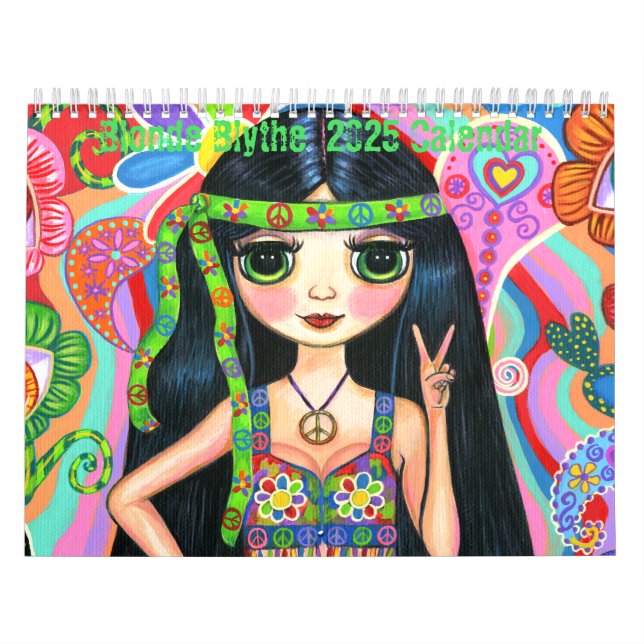 Blonde Blythe Big Eye Mermaids Hippie Girls Cute  Calendar (Cover)