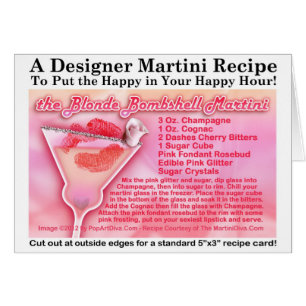 Blonde Bombshell Martini Recipe Greeting Card