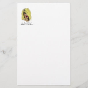 Blonde Bombshell Woman Borrow A Kiss Stationery